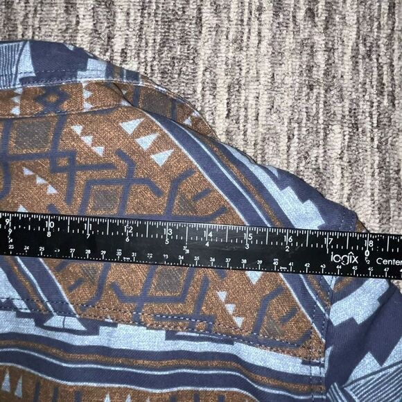 St John‘s Bay Men’s Size Small Outdoor Jacket Shearling Lined‎ Brown Blue Aztec - Picture 7 of 8